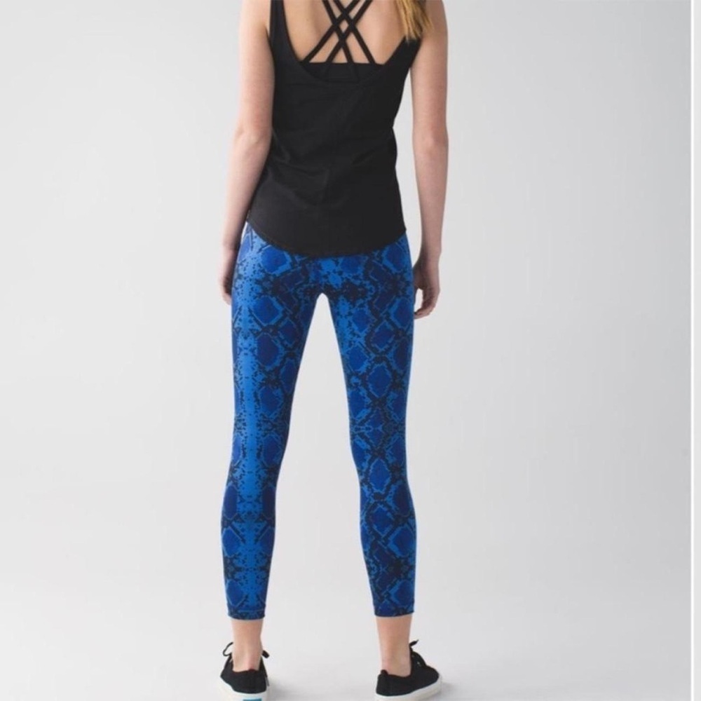 Lululemon Mini Ziggy Snake Pipe Dream Blue Sapphire Leggings Sz 4